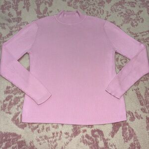Vintage 100% Cotton Knit Light Pink Ribbed Mockneck Neck Sweater Women’s L
